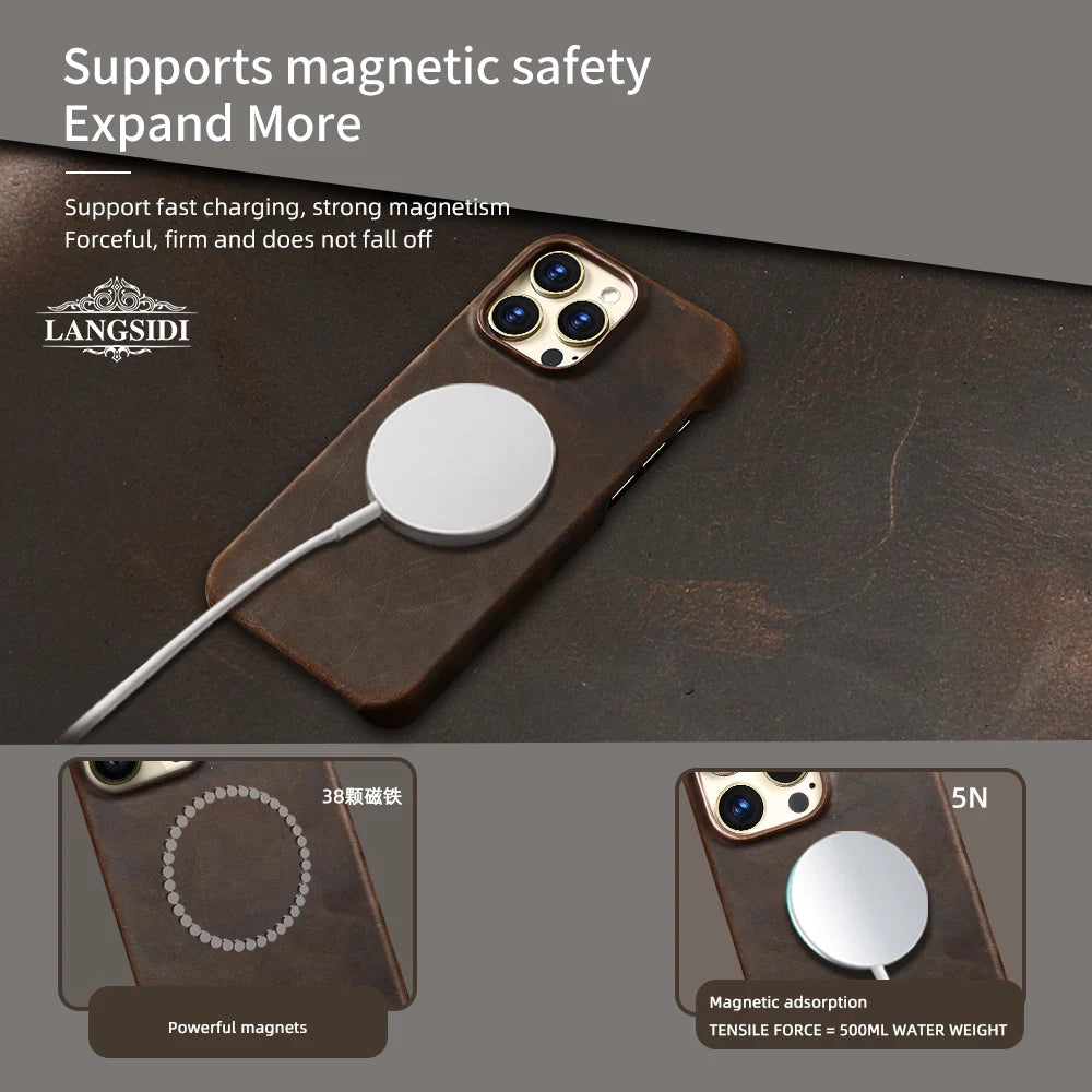 Vintage Leather MagSafe Case for iPhone