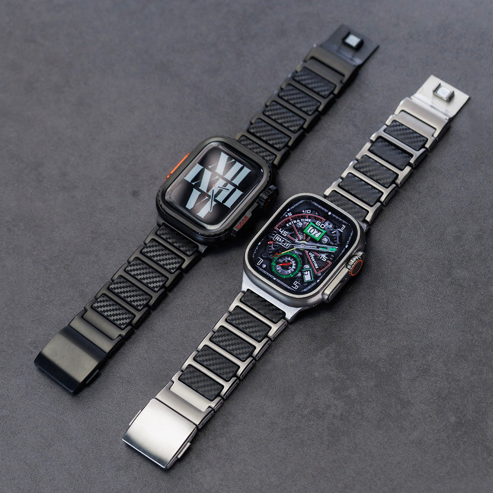 Titanium-Style Carbon Link Band for Apple Watch