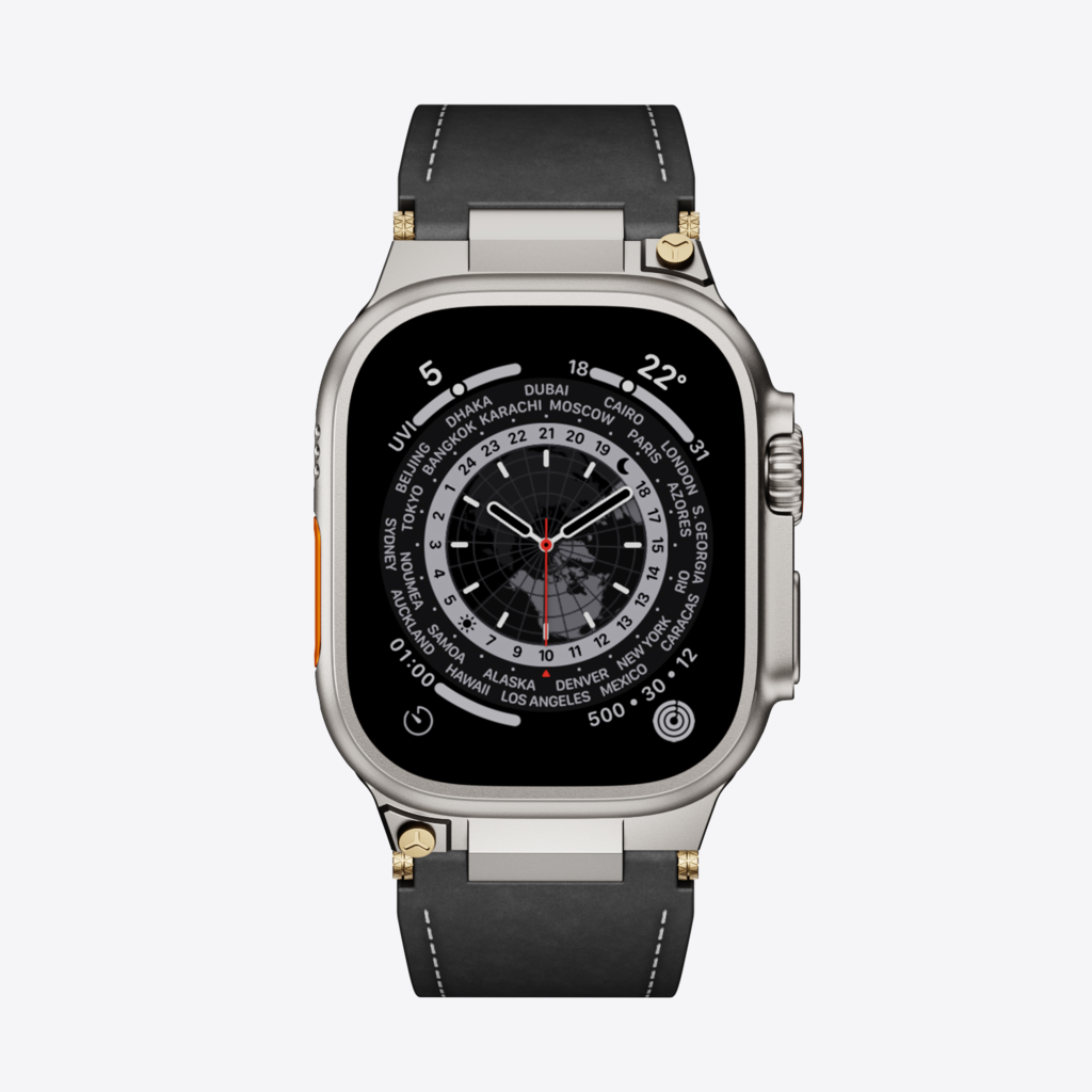 Mecha Leather Folding Clasp Band for Apple Watch