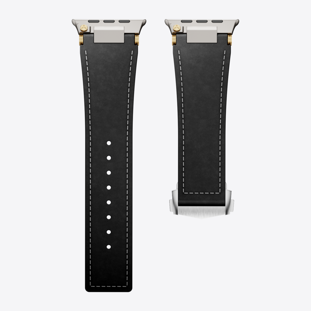 Mecha Leather Folding Clasp Band for Apple Watch