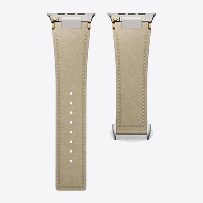 Mecha Leather Folding Clasp Band for Apple Watch