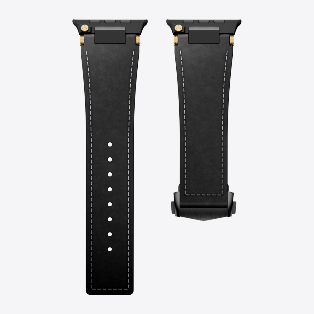 Mecha Leather Folding Clasp Band for Apple Watch