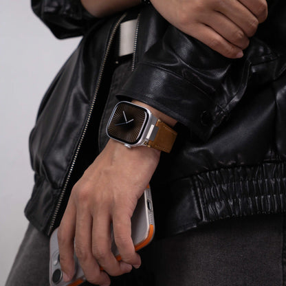 Mecha Leather Folding Clasp Band for Apple Watch