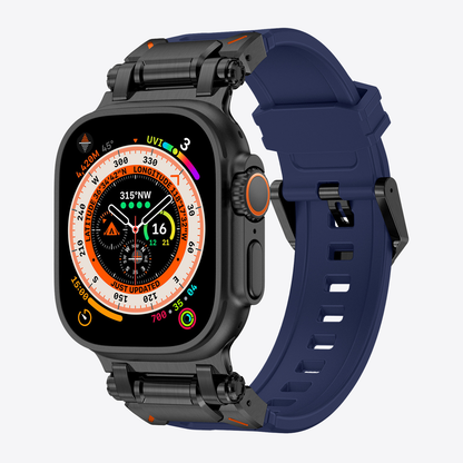 Titanium-Style Rugged Silicone Band for Apple Watch
