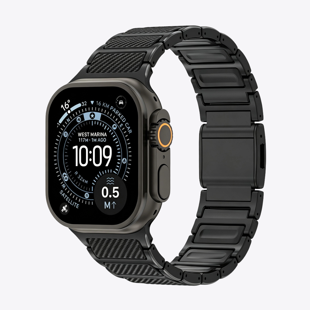 Titanium-Style Carbon Link Band for Apple Watch