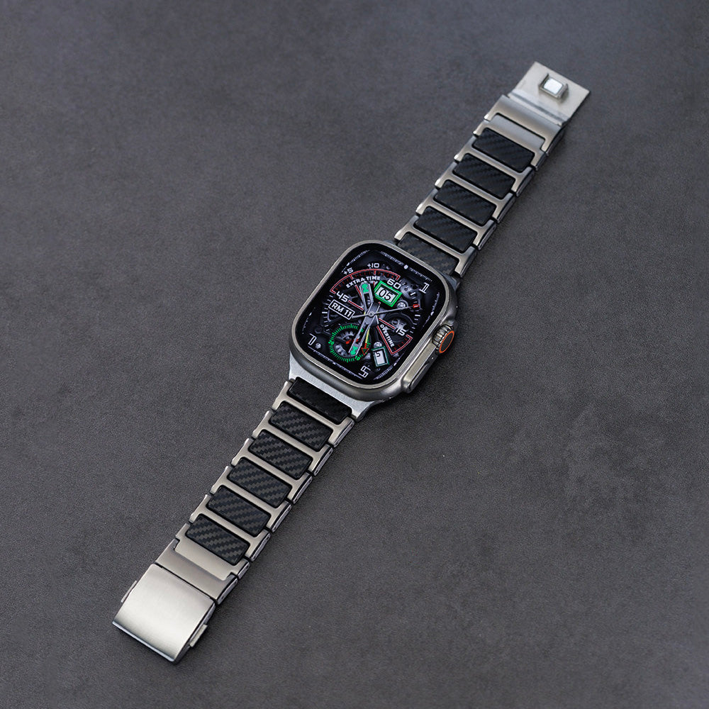 Titanium-Style Carbon Link Band for Apple Watch