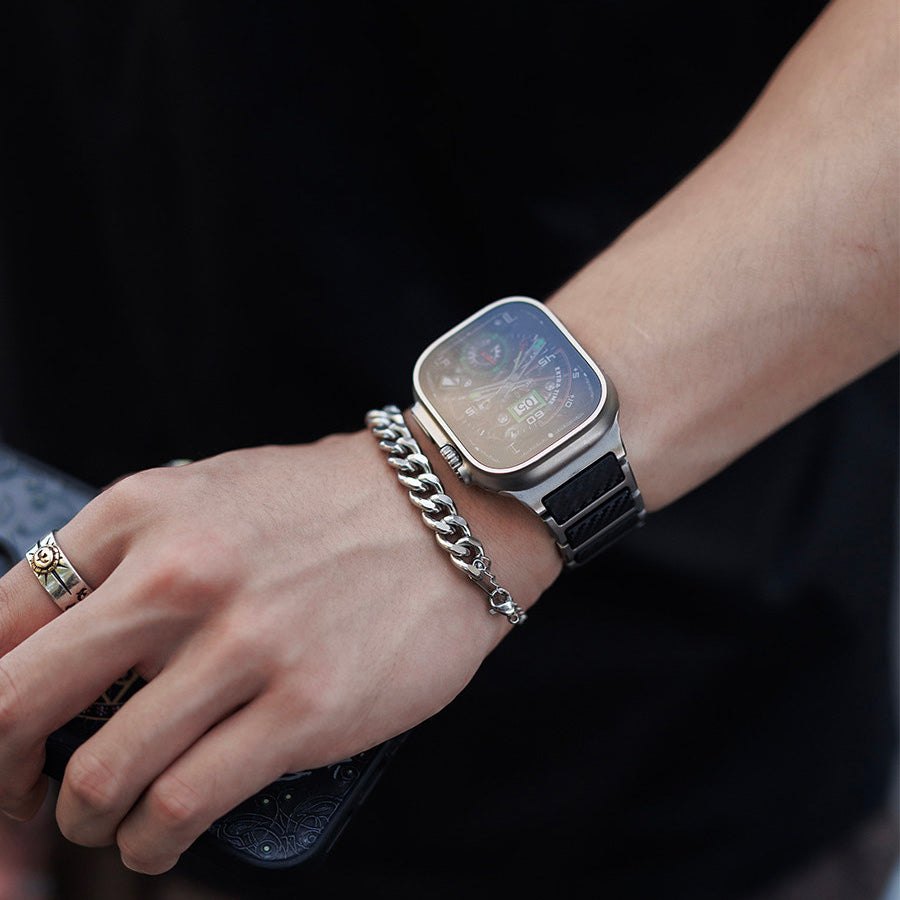 Titanium-Style Carbon Link Band for Apple Watch