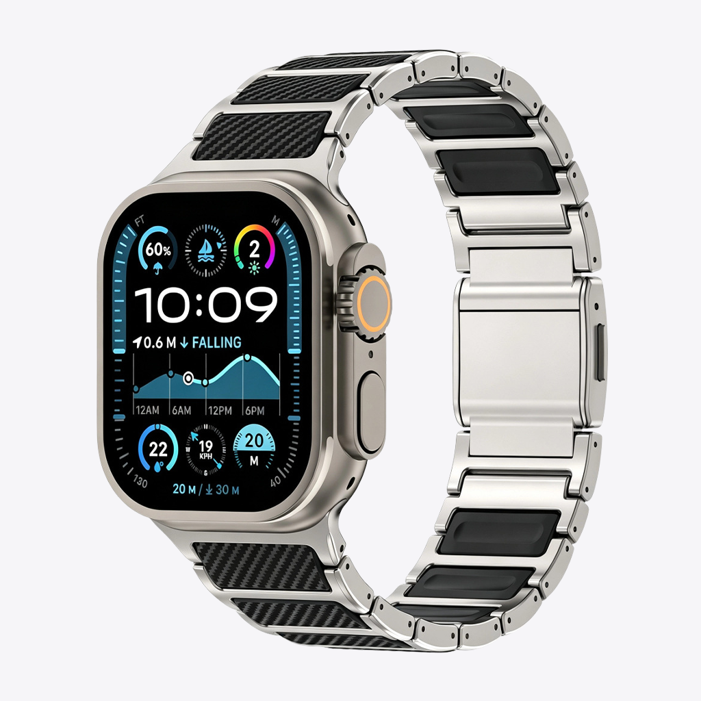 Titanium-Style Carbon Link Band for Apple Watch