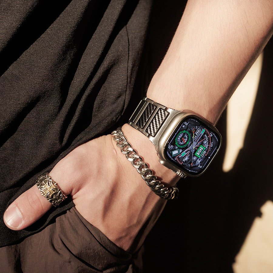 Titanium-Style Carbon Link Band for Apple Watch