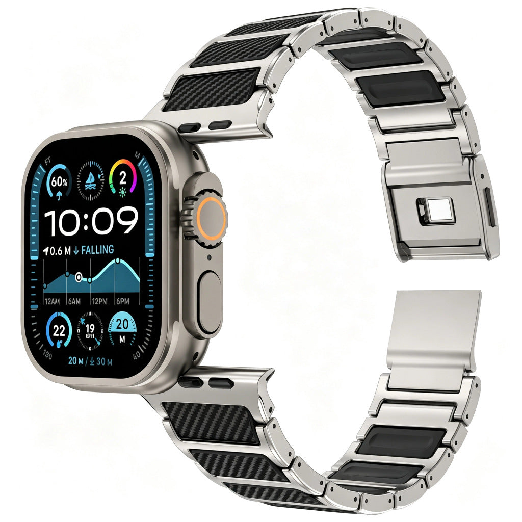 Titanium-Style Carbon Link Band for Apple Watch