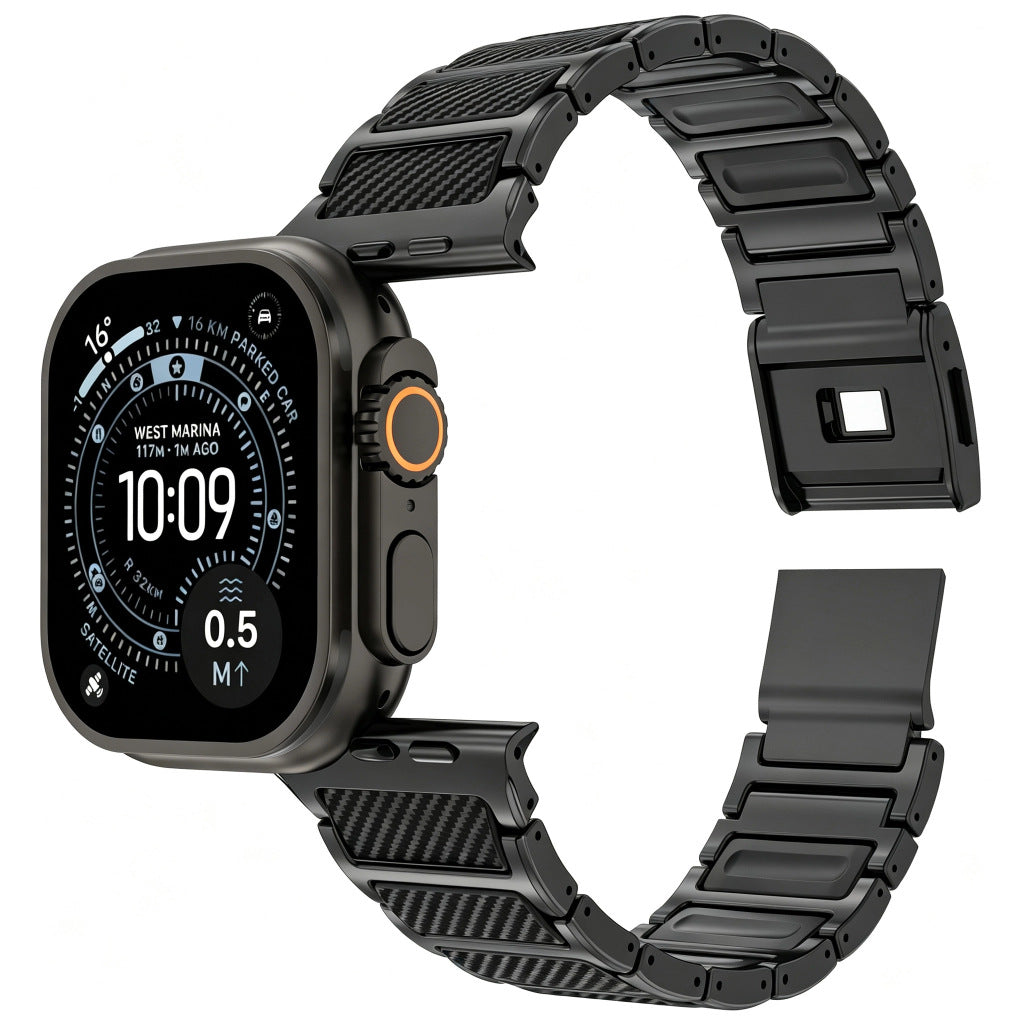 Titanium-Style Carbon Link Band for Apple Watch