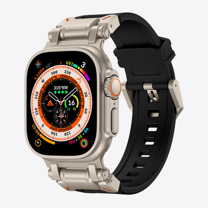 Titanium-Style Rugged Silicone Band for Apple Watch