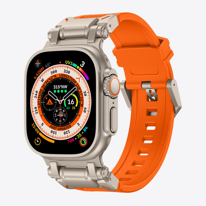 Titanium-Style Rugged Silicone Band for Apple Watch