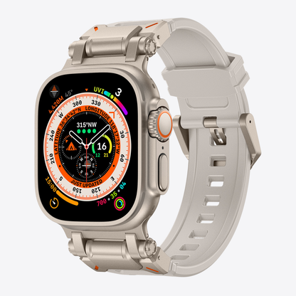 Titanium-Style Rugged Silicone Band for Apple Watch