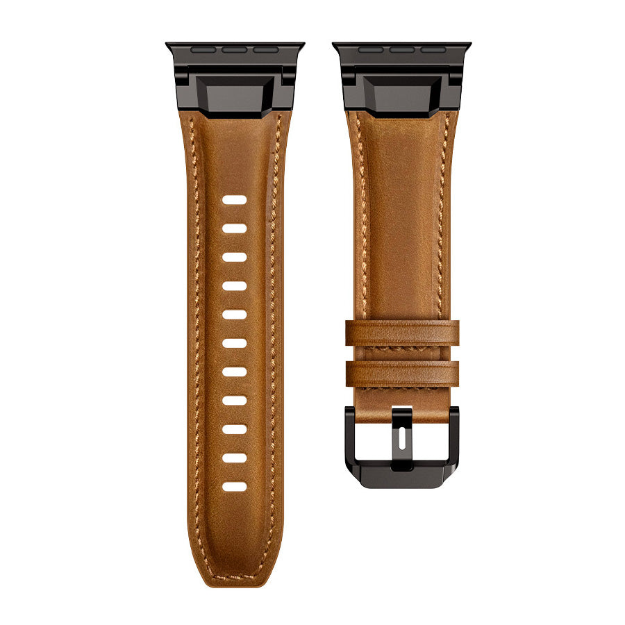 Vintage Leather Metal Lug Band for Apple Watch