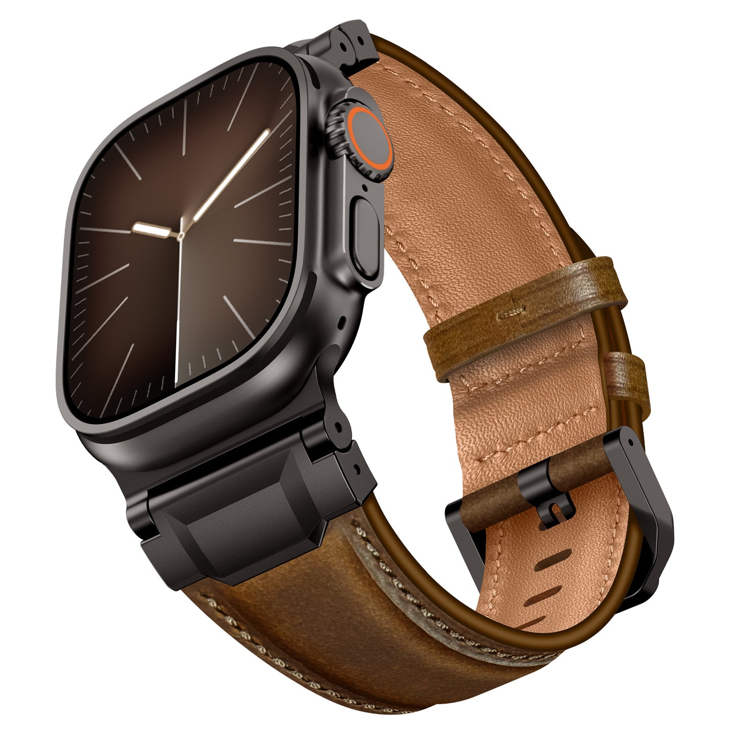 Vintage Leather Metal Lug Band for Apple Watch