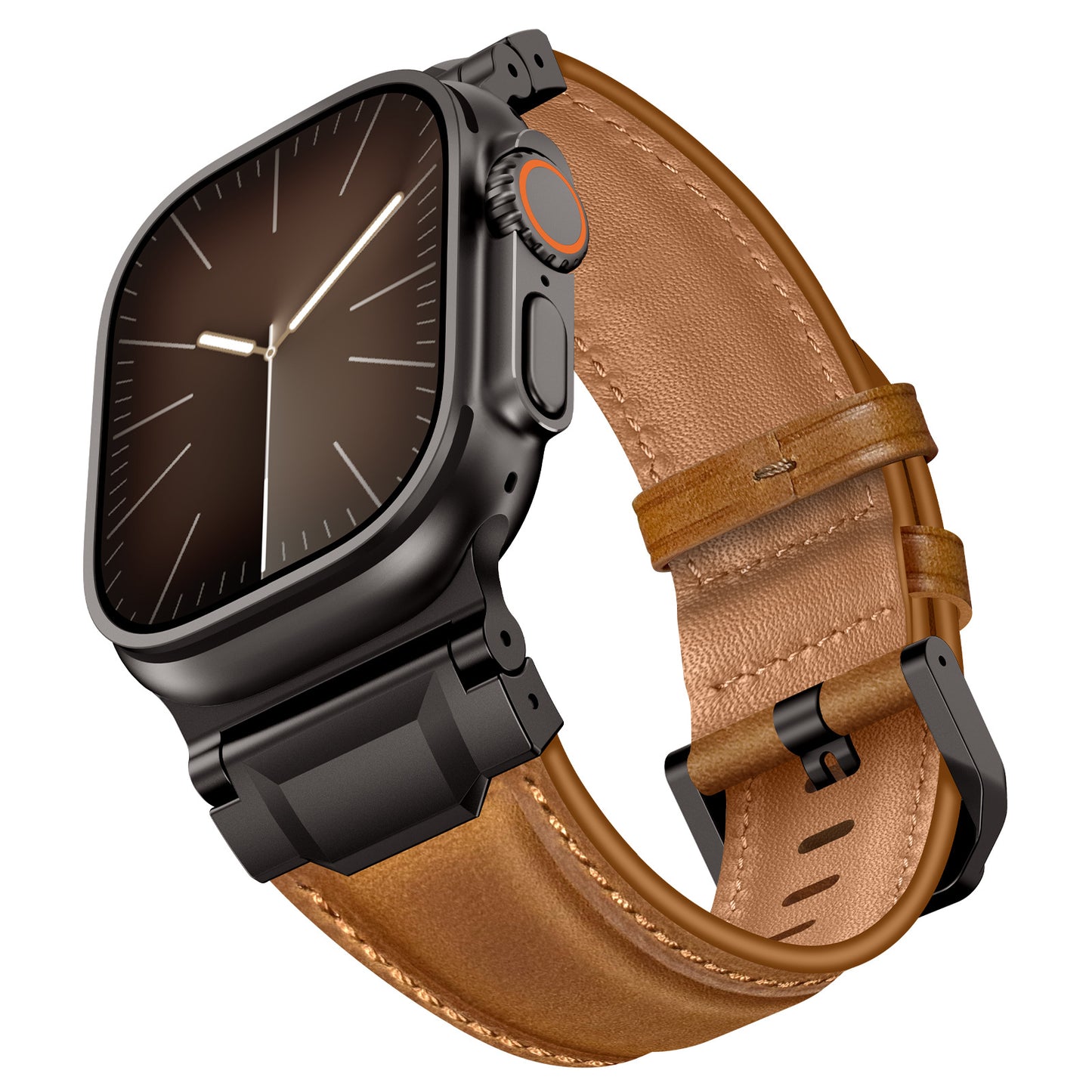 Vintage Leather Metal Lug Band for Apple Watch