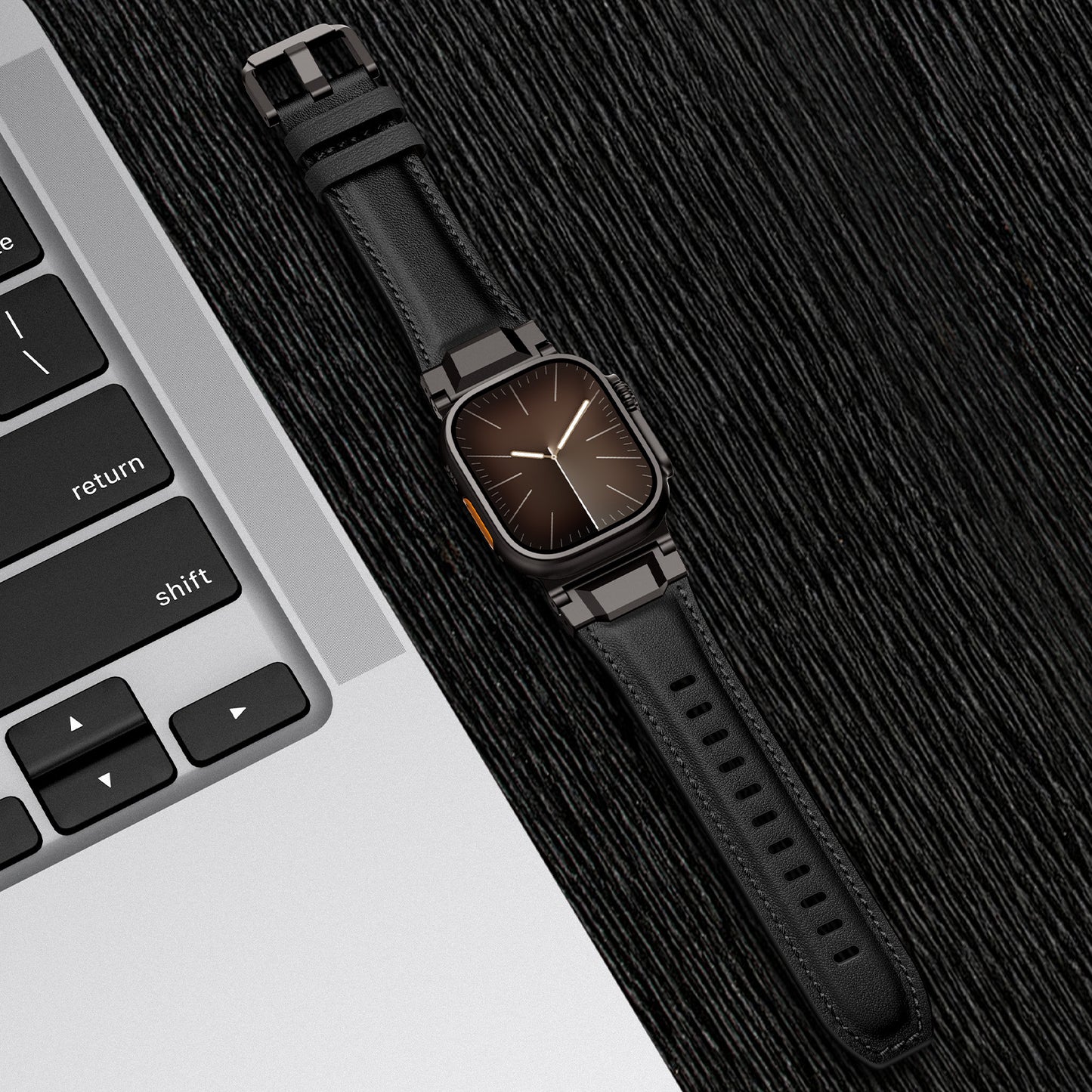 Vintage Leather Metal Lug Band for Apple Watch
