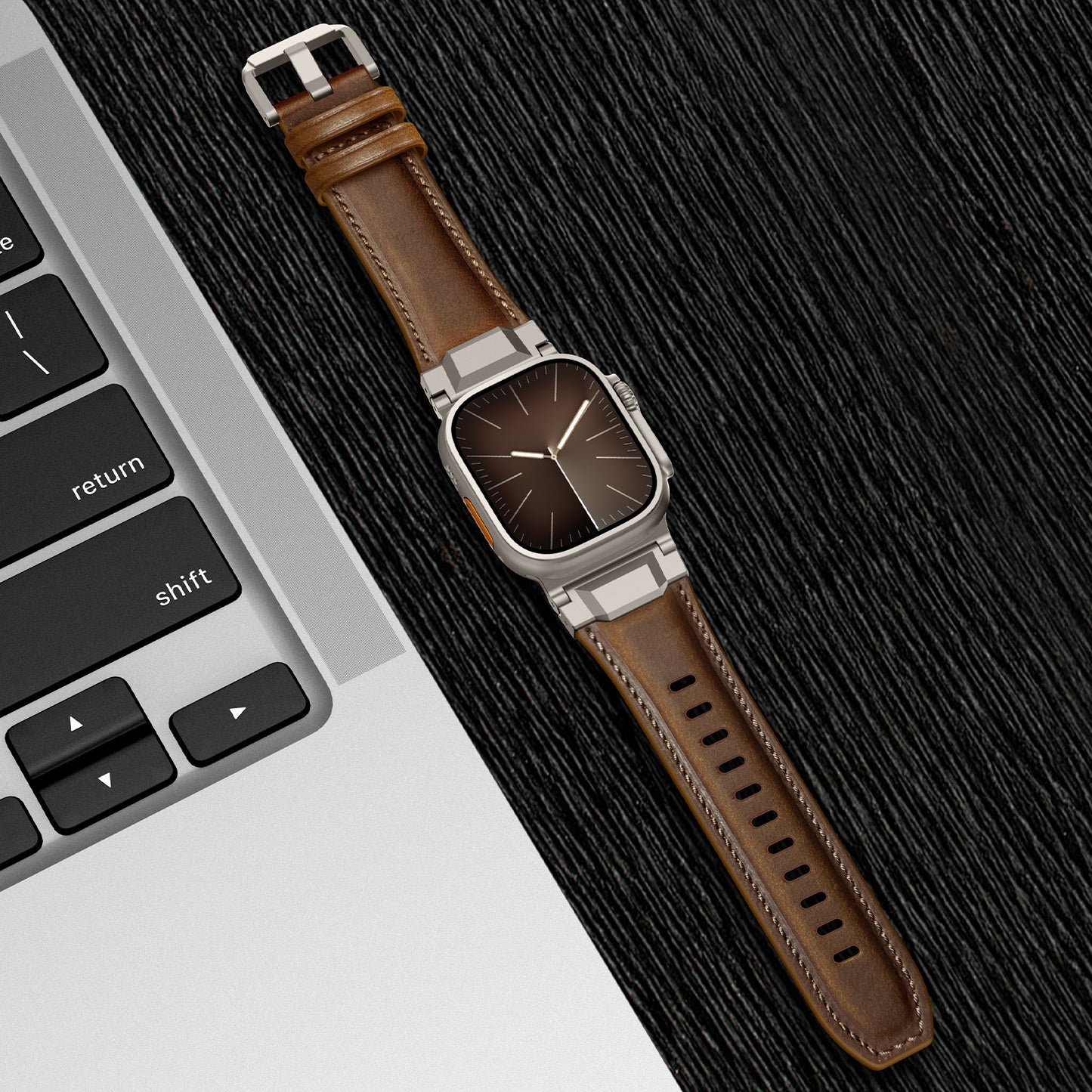 Vintage Leather Metal Lug Band for Apple Watch