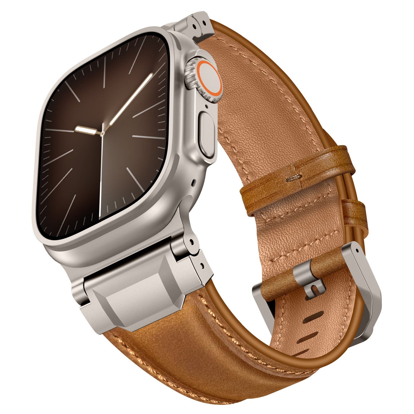 Vintage Leather Metal Lug Band for Apple Watch