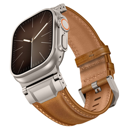 Vintage Leather Metal Lug Band for Apple Watch