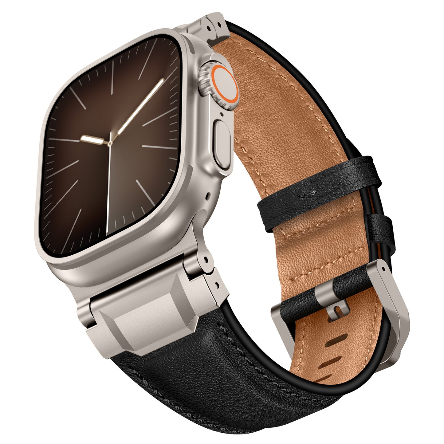Vintage Leather Metal Lug Band for Apple Watch