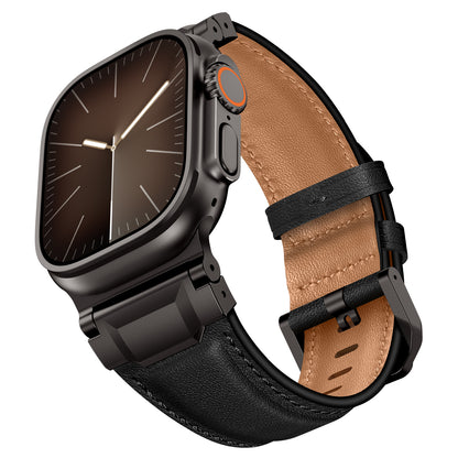 Vintage Leather Metal Lug Band for Apple Watch