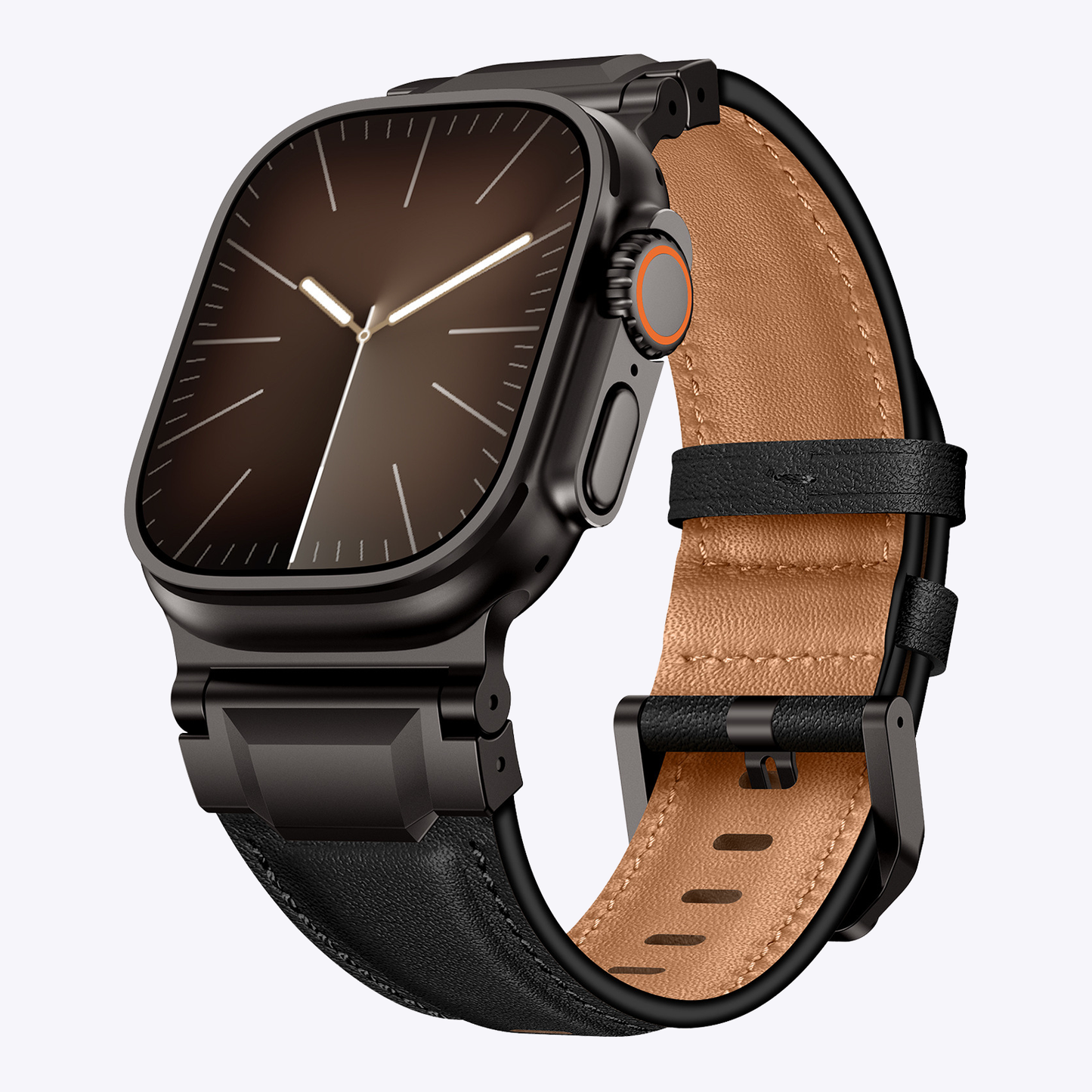 Vintage Leather Metal Lug Band for Apple Watch