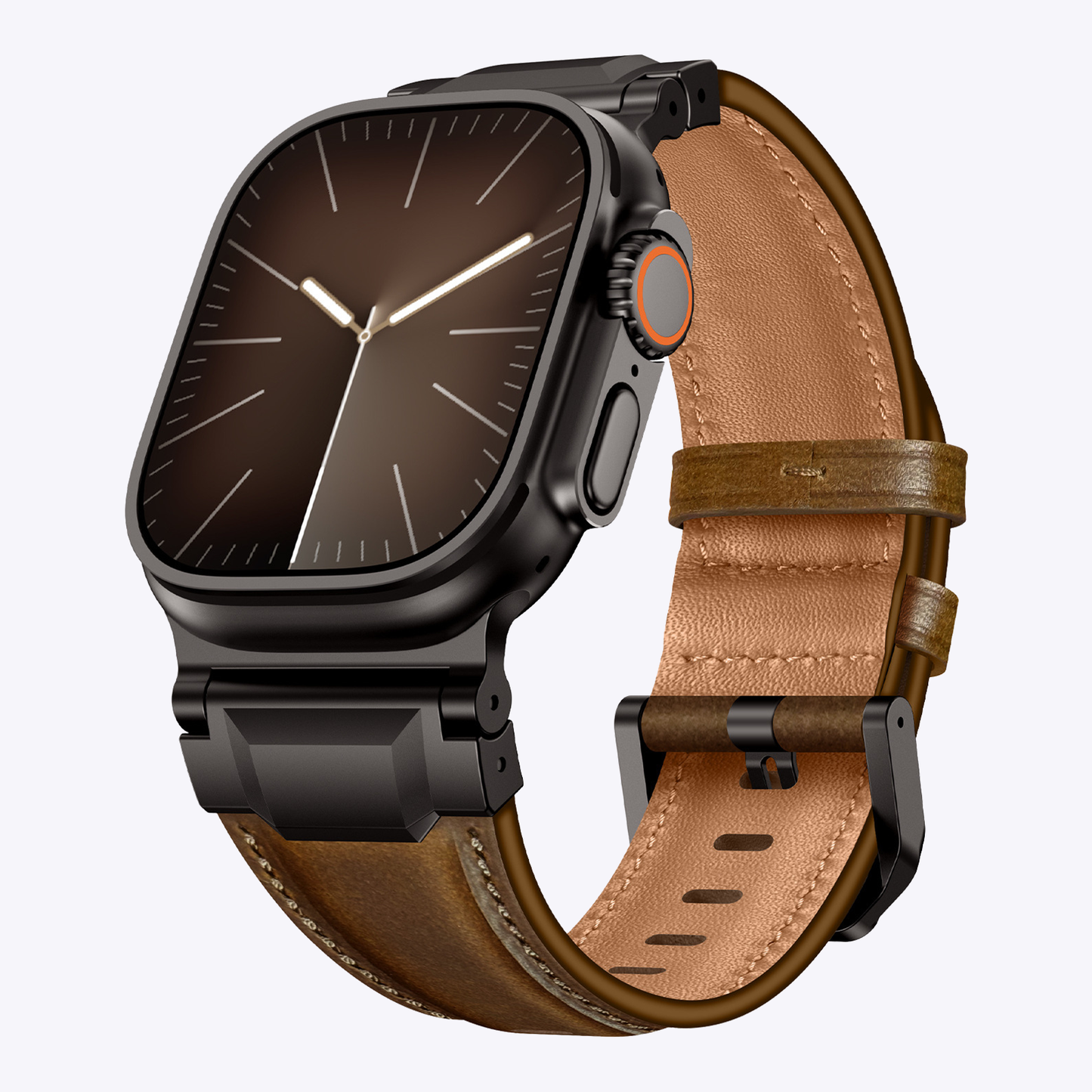 Vintage Leather Metal Lug Band for Apple Watch