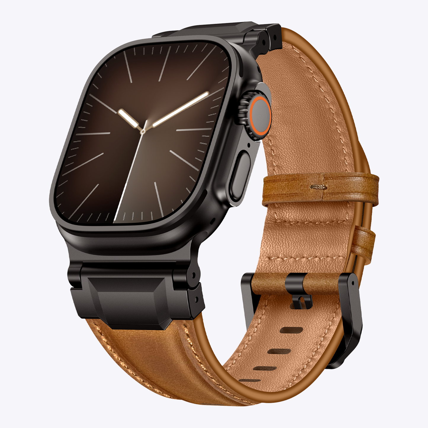 Vintage Leather Metal Lug Band for Apple Watch