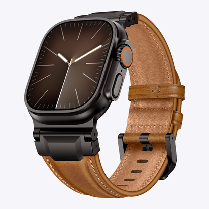 Vintage Leather Metal Lug Band for Apple Watch